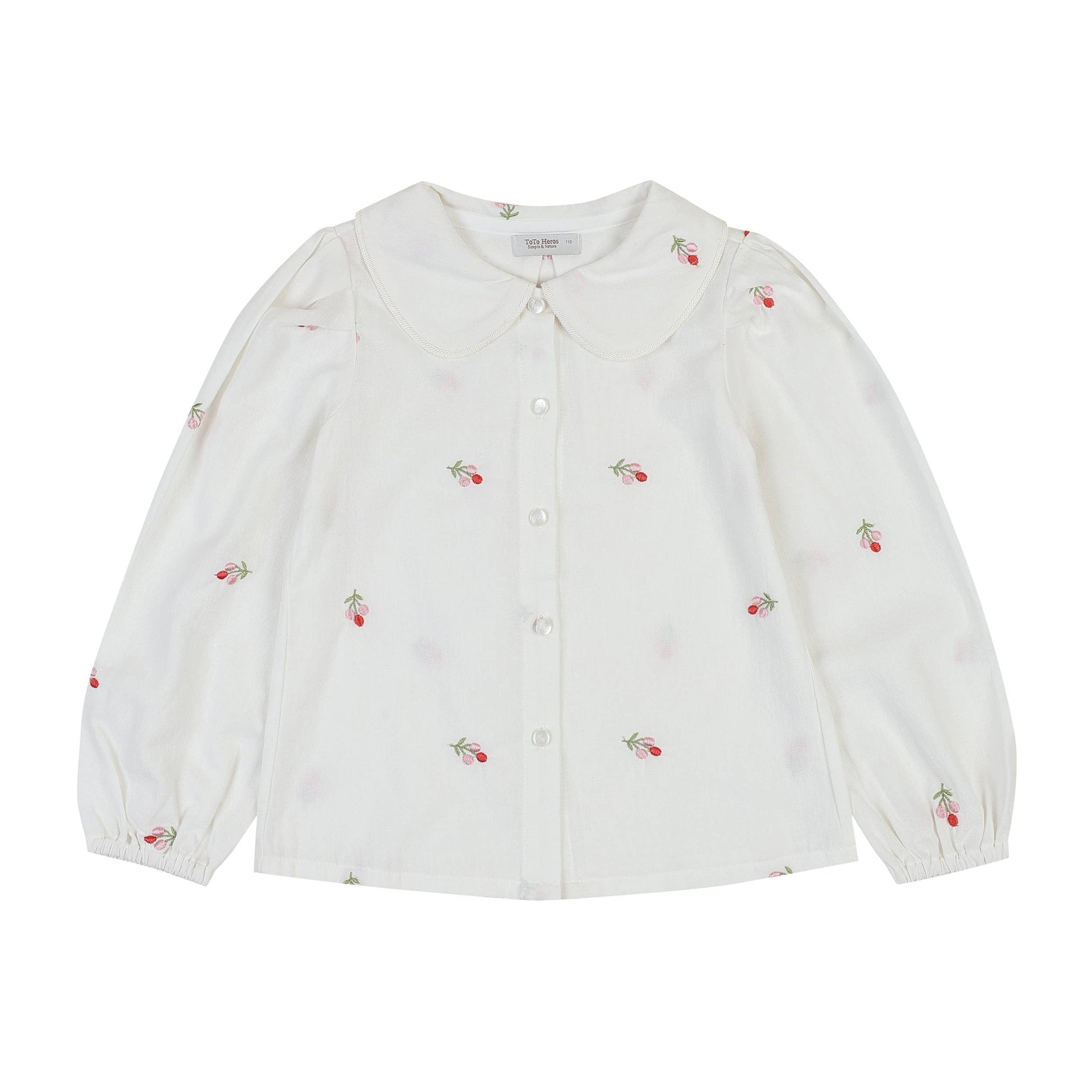 Wide Collared Balloon Sleeve Embroidery Blouse - ToTo Heros l Premium Children's Clothing