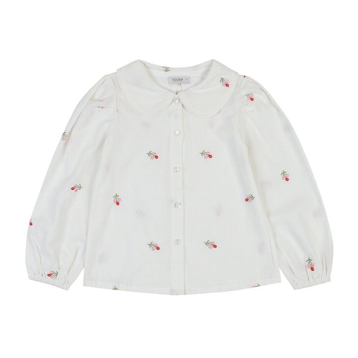 Wide Collared Balloon Sleeve Embroidery Blouse - ToTo Heros l Premium Children's Clothing