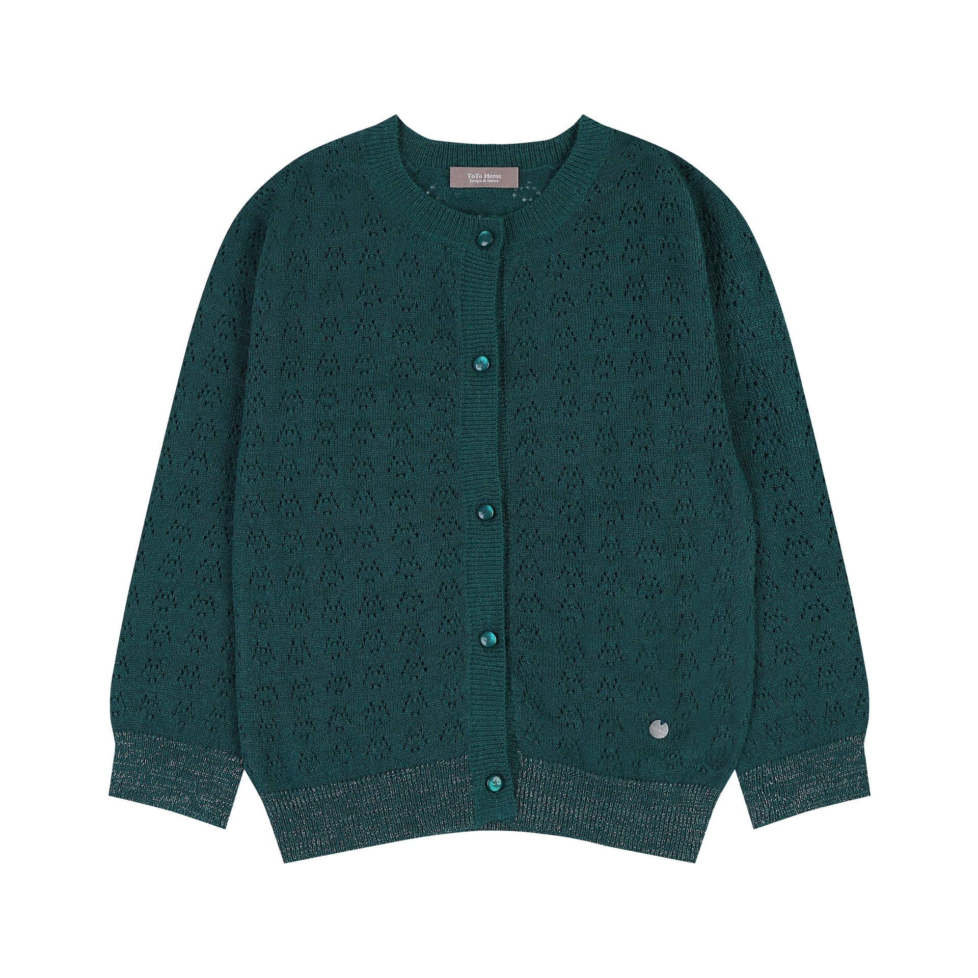 Green Hollow Out Knit Cardigan - ToTo Heros l Premium Children's Clothing