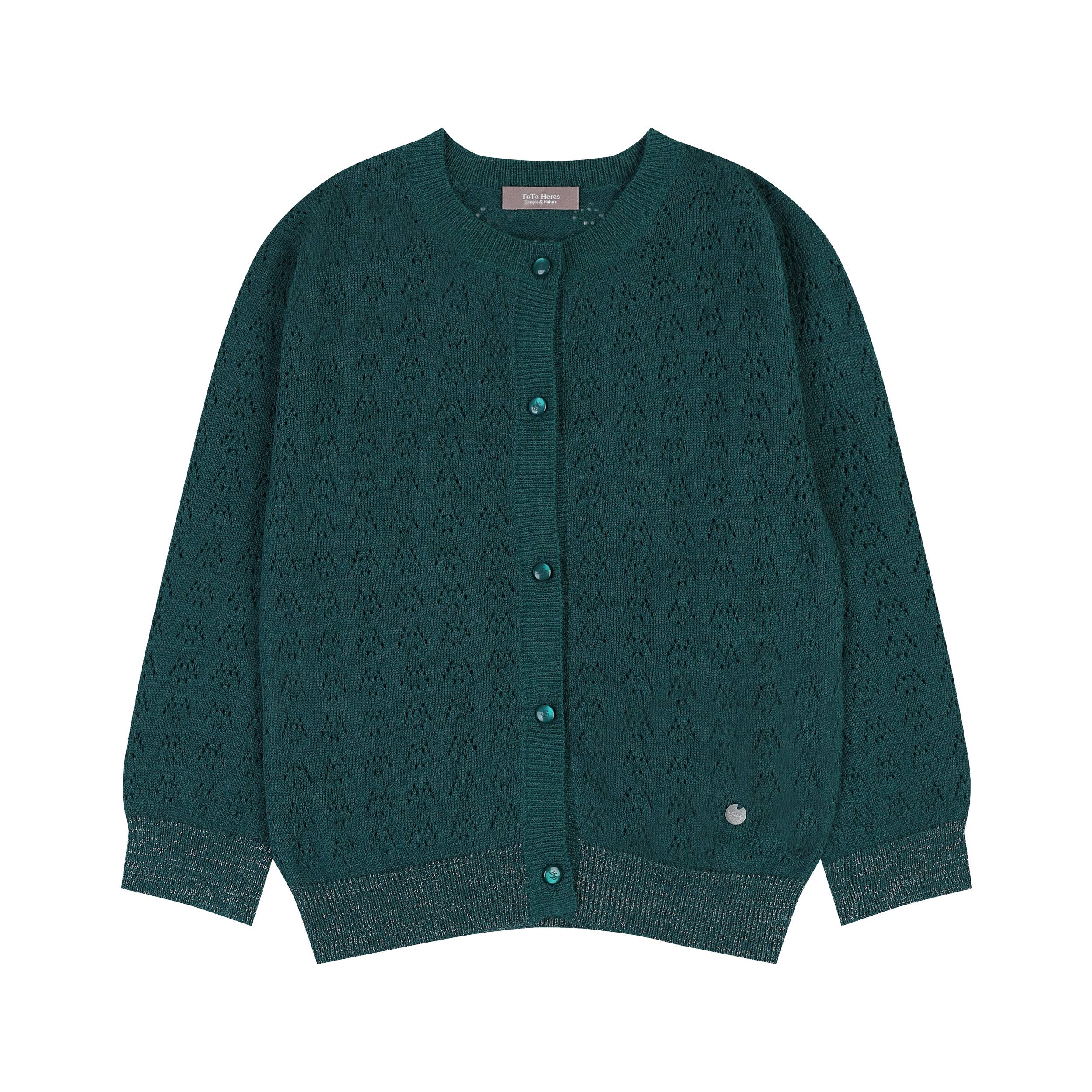 Green Hollow Out Knit Cardigan - ToTo Heros l Premium Children's Clothing