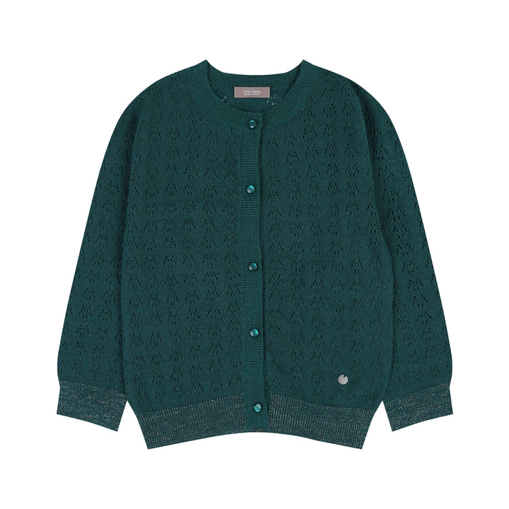 Green Hollow Out Knit Cardigan - ToTo Heros l Premium Children's Clothing