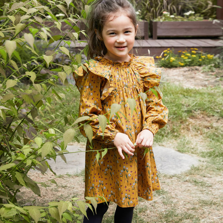 Mustard Frill Dress - ToTo Heros l Premium Children's Clothing