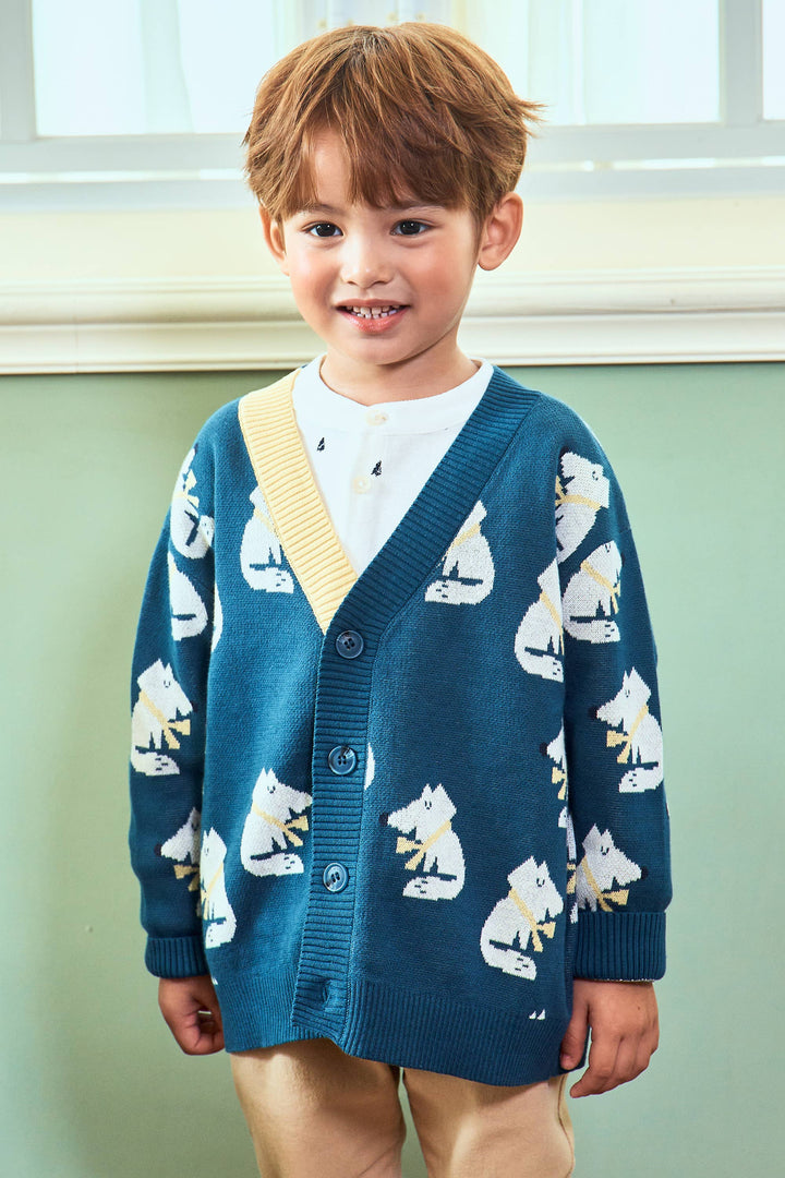 Fox Pattern Fall Cardigan - ToTo Heros l Premium Children's Clothing