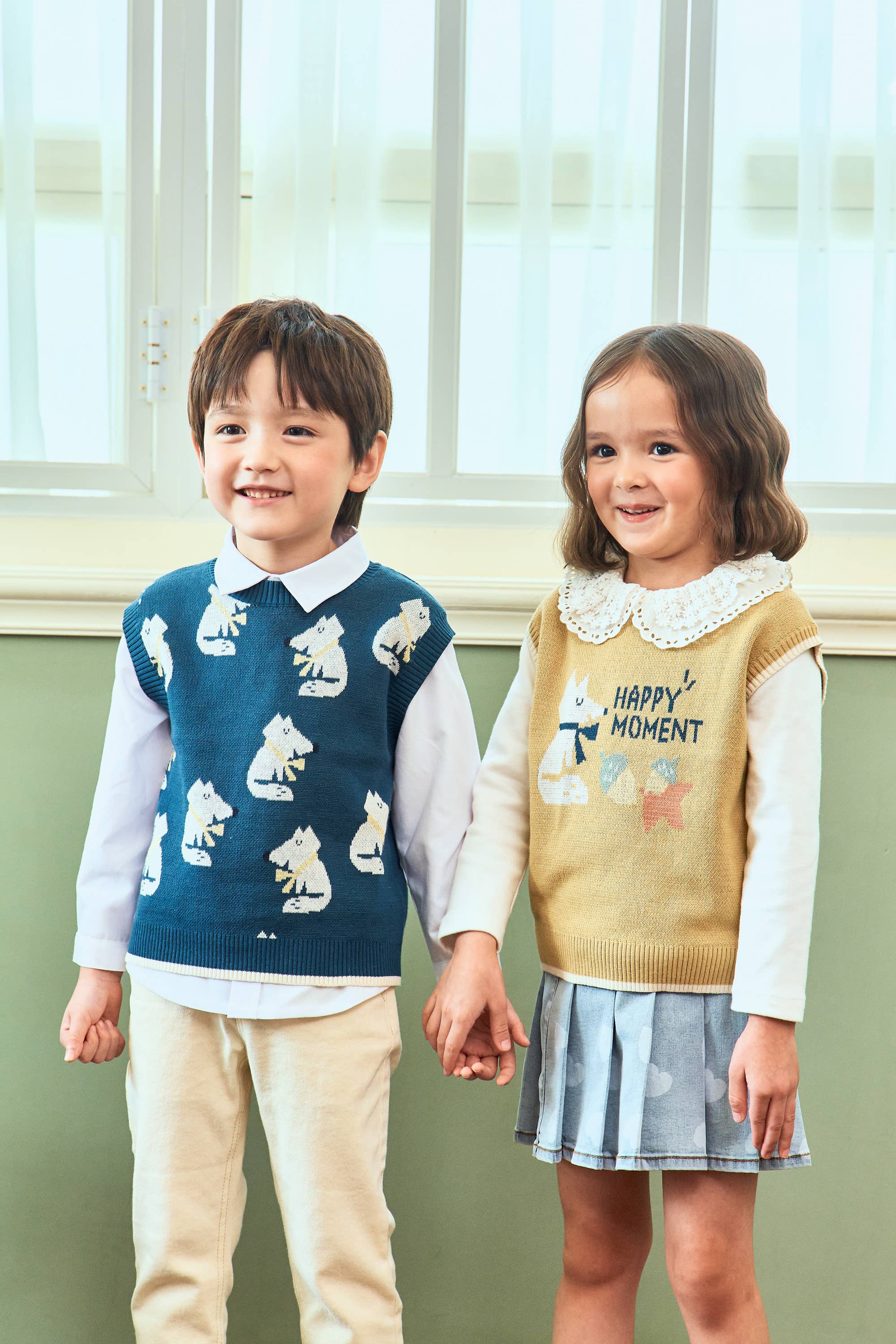 Fox Pattern Round Neck Knit Vest - ToTo Heros l Premium Children's Clothing