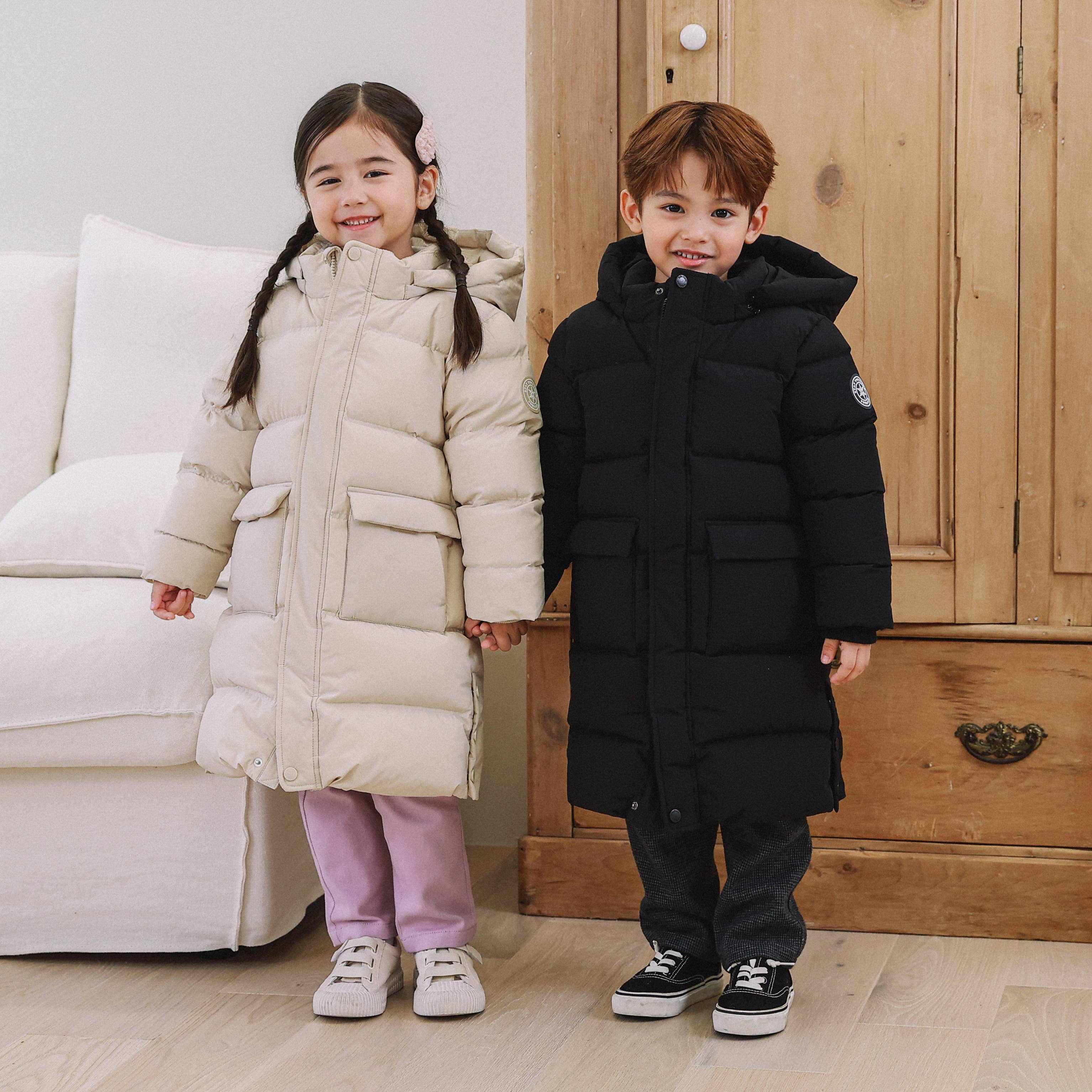 Full Length Down Puffer Jacket with Detachable Hood - ToTo Heros l Premium Children's Clothing