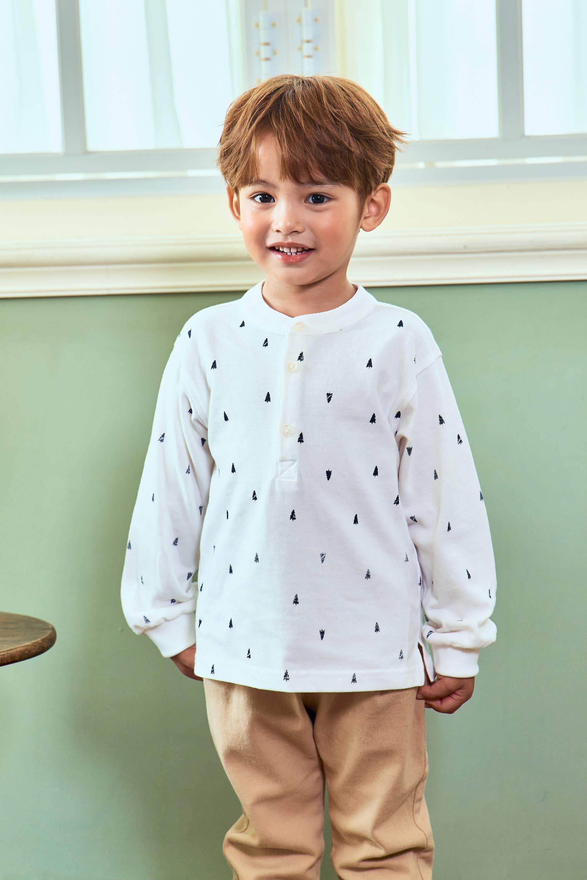 Pine Tree Print True Henley Tee - ToTo Heros l Premium Children's Clothing