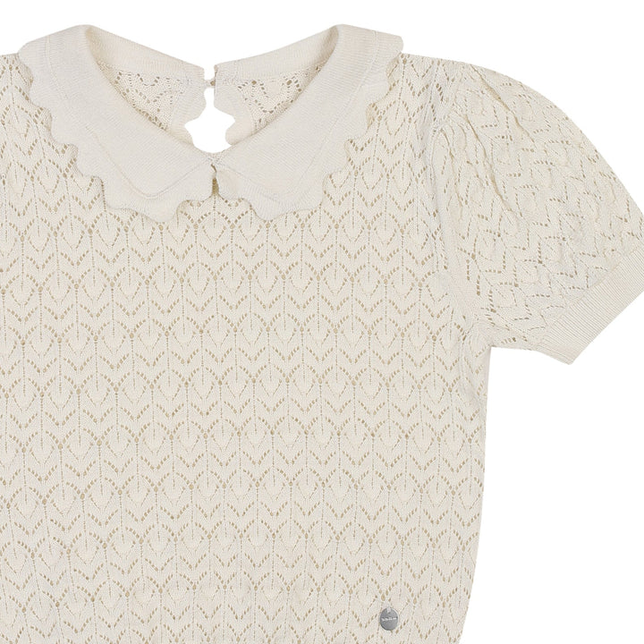Ali Hollow Knit Short Sleeve Knit Top-T-Shirt - Kids-ToTo Heros-