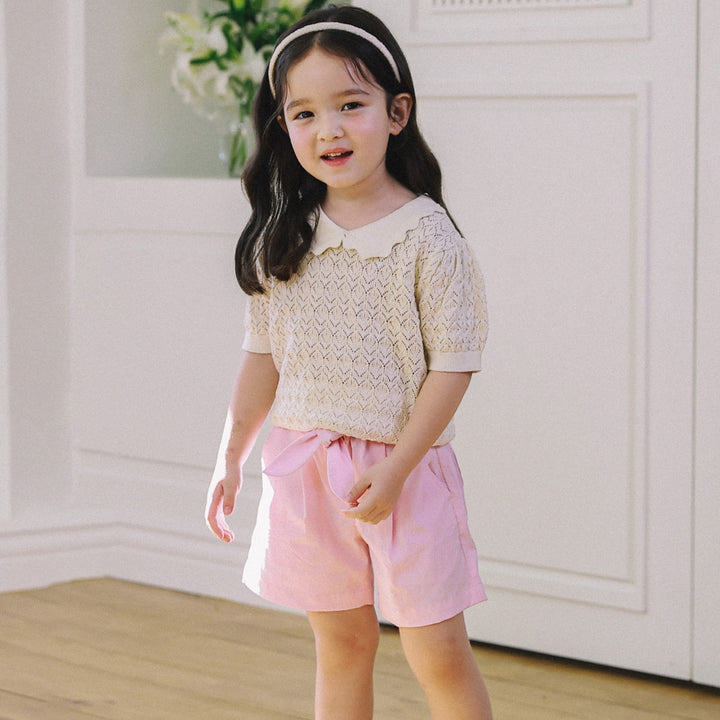 Ali Hollow Knit Short Sleeve Knit Top-T-Shirt - Kids-ToTo Heros-