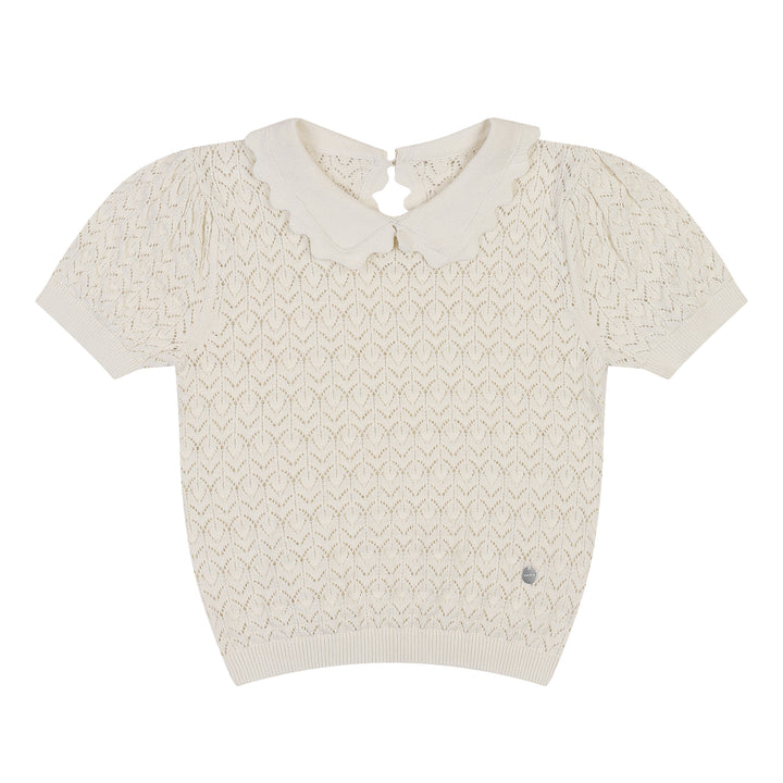 Ali Hollow Knit Short Sleeve Knit Top-T-Shirt - Kids-ToTo Heros-