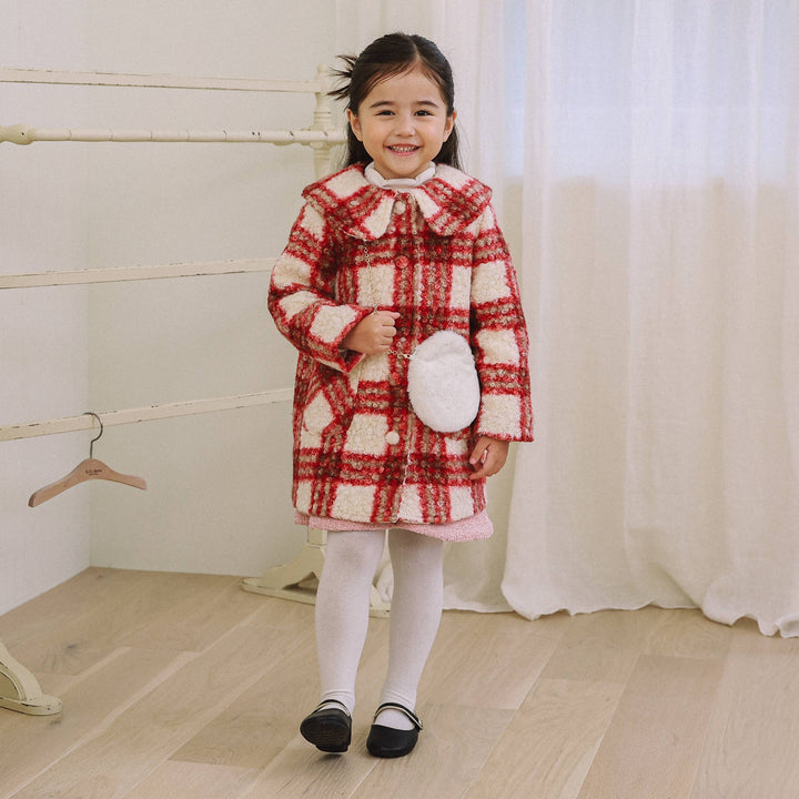 Amelia Checkered Coat with Mini Bag-Coat - Kids-ToTo Heros-ToTo Heros l Premium Children's Clothing