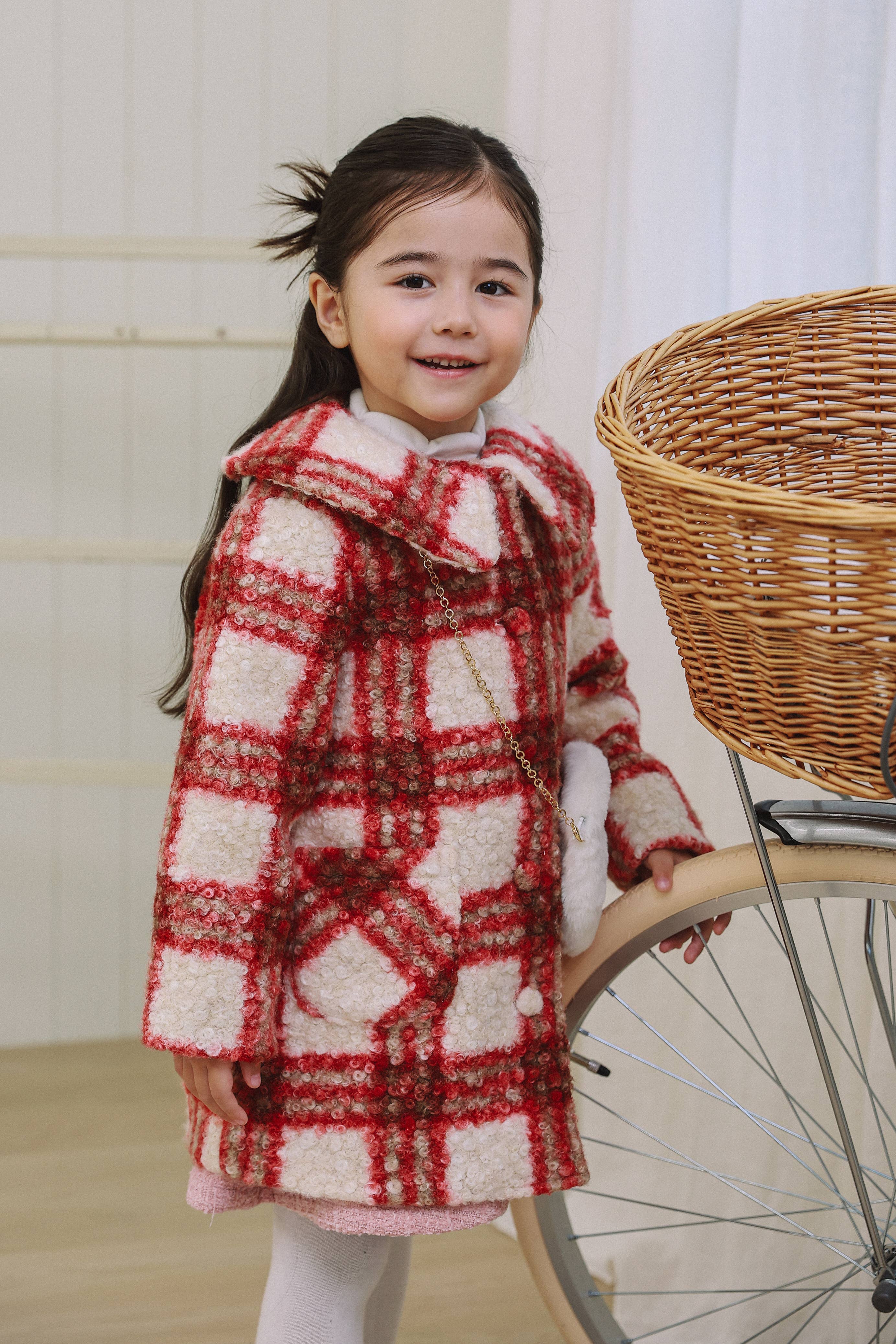 Amelia Checkered Coat with Mini Bag-Coat - Kids-ToTo Heros-ToTo Heros l Premium Children's Clothing