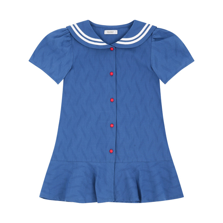 Amy Textured Sailor-Collared Dress-Dress - Kids-ToTo Heros-