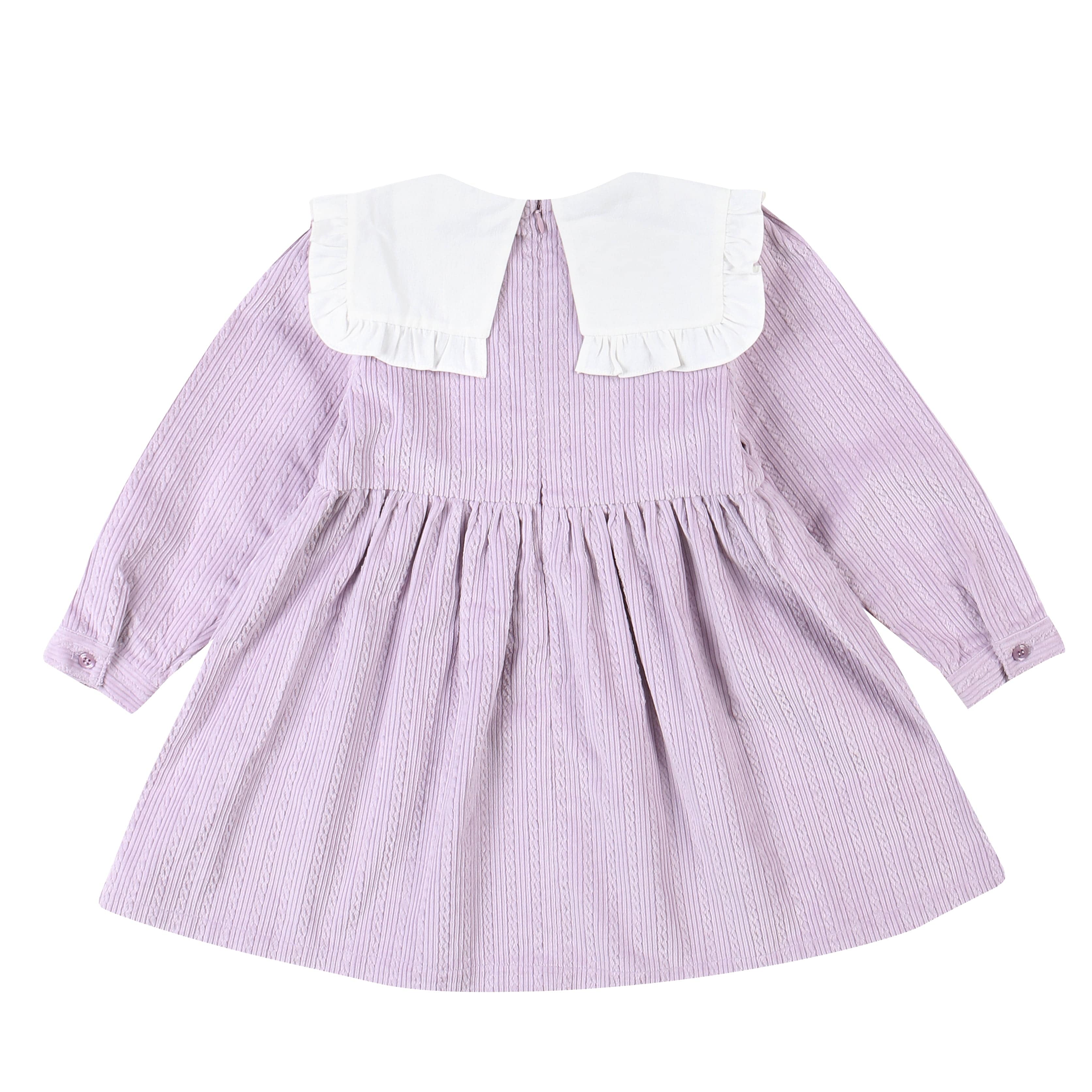 Baila Lilac Corduroy Dress with Wide Collar-Dress - Kids-ToTo Heros-ToTo Heros l Premium Children&#x27;s Clothing