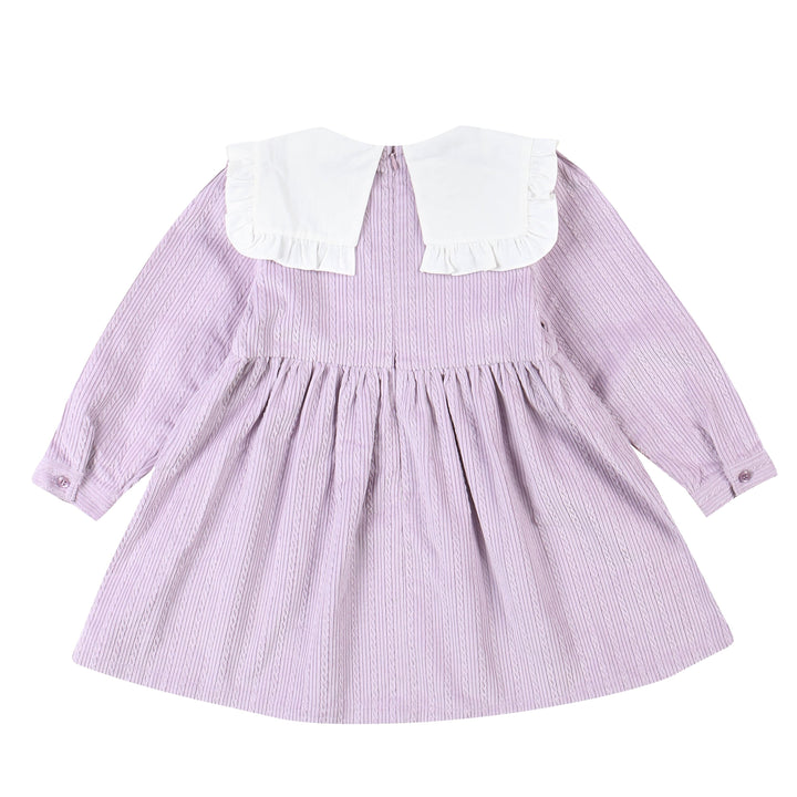 Baila Lilac Corduroy Dress with Wide Collar-Dress - Kids-ToTo Heros-ToTo Heros l Premium Children&#x27;s Clothing
