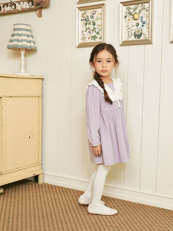 Baila Lilac Corduroy Dress with Wide Collar-Dress - Kids-ToTo Heros-ToTo Heros l Premium Children&#x27;s Clothing
