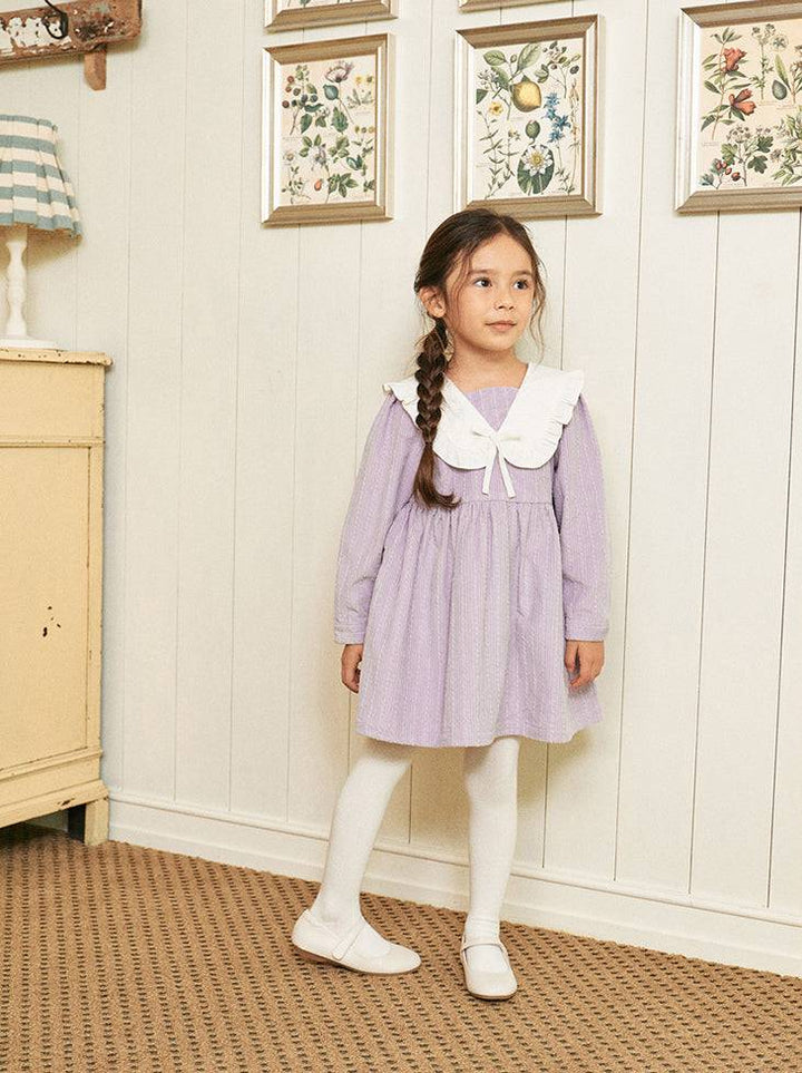 Baila Lilac Corduroy Dress with Wide Collar-Dress - Kids-ToTo Heros-ToTo Heros l Premium Children&#x27;s Clothing