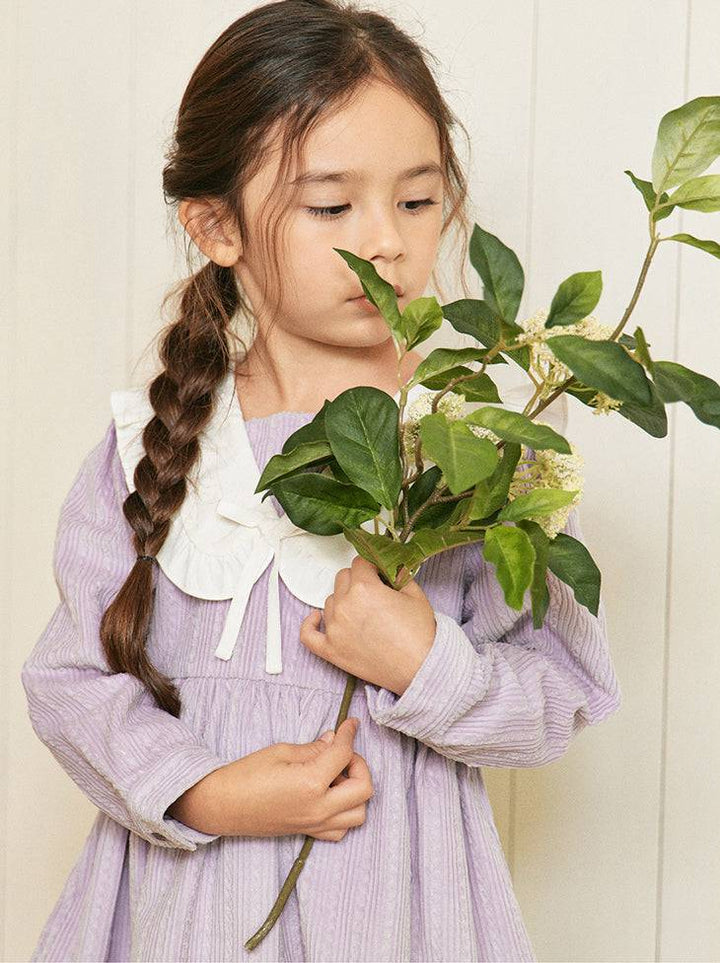 Baila Lilac Corduroy Dress with Wide Collar-Dress - Kids-ToTo Heros-ToTo Heros l Premium Children&#x27;s Clothing
