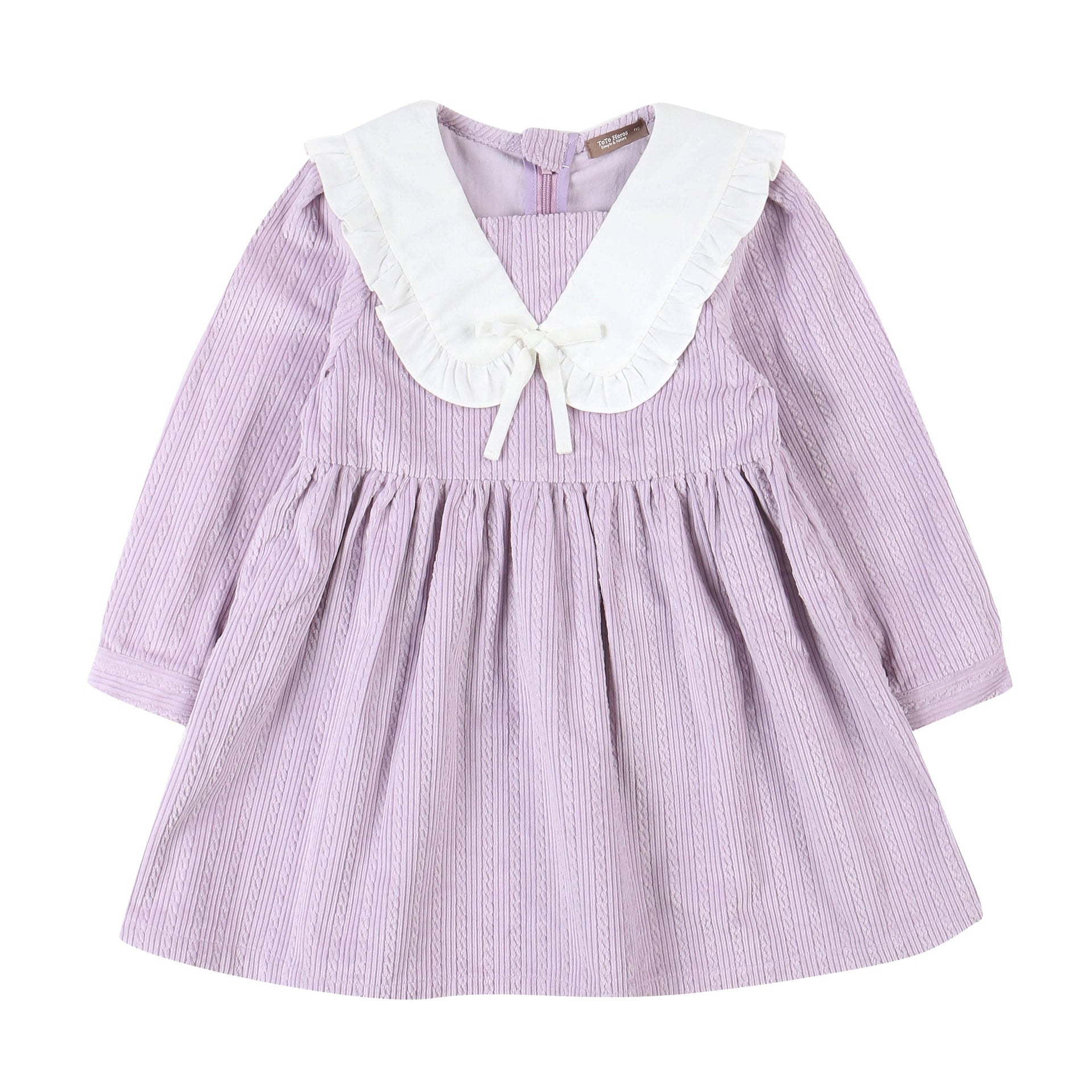 Baila Lilac Corduroy Dress with Wide Collar-Dress - Kids-ToTo Heros-ToTo Heros l Premium Children&#x27;s Clothing