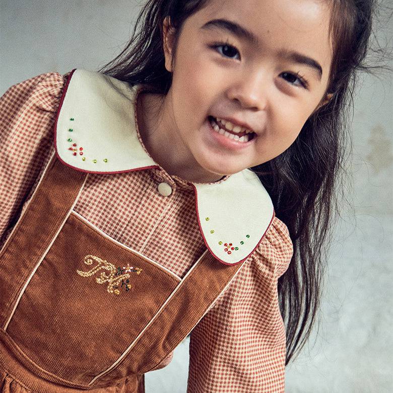 Beaded Collar Plaid Blouse-T-Shirt - Kids-ToTo Heros-ToTo Heros l Premium Children&#x27;s Clothing