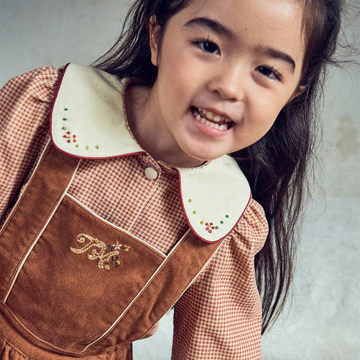 Beaded Collar Plaid Blouse-T-Shirt - Kids-ToTo Heros-ToTo Heros l Premium Children&#x27;s Clothing