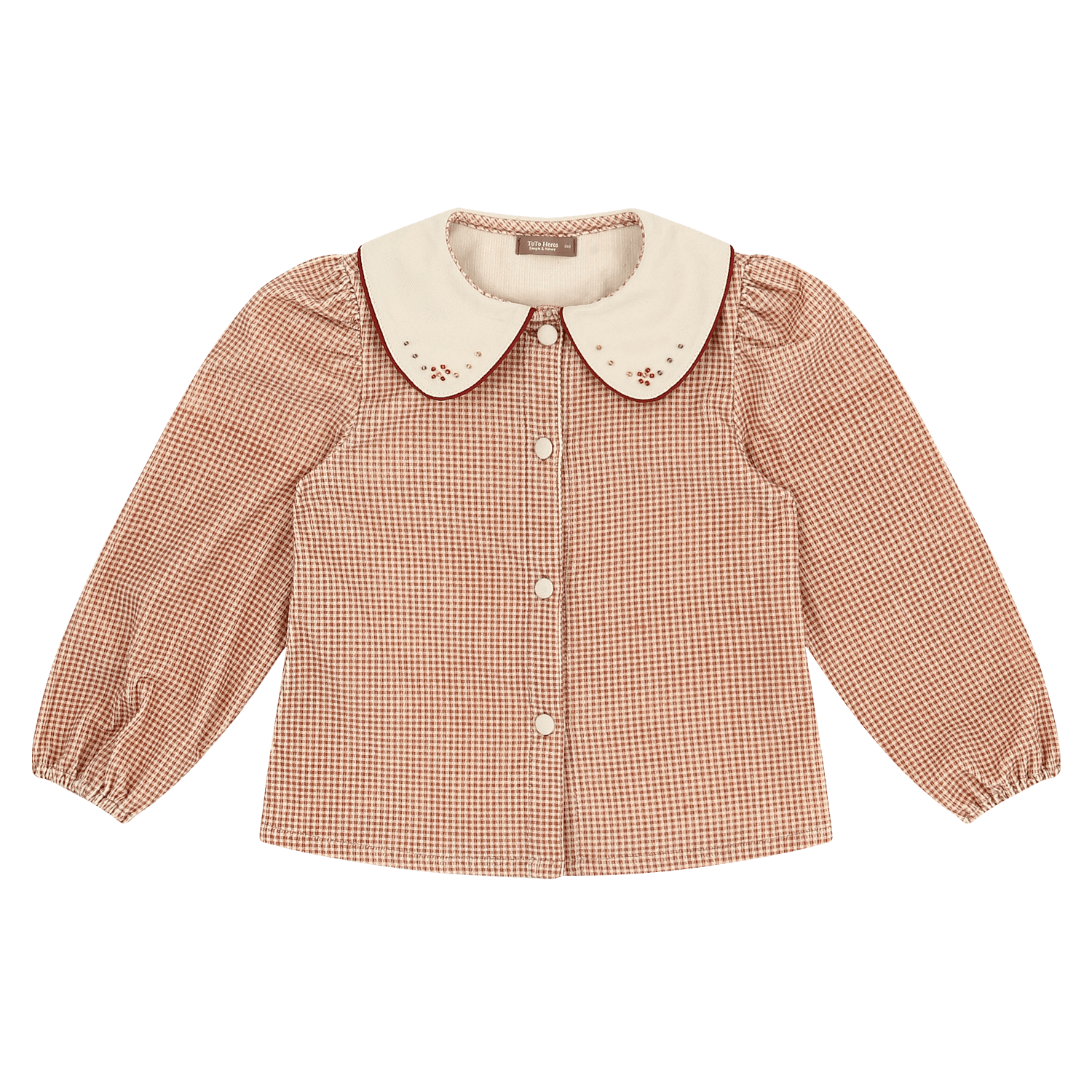 Beaded Collar Plaid Blouse-T-Shirt - Kids-ToTo Heros-ToTo Heros l Premium Children&#x27;s Clothing