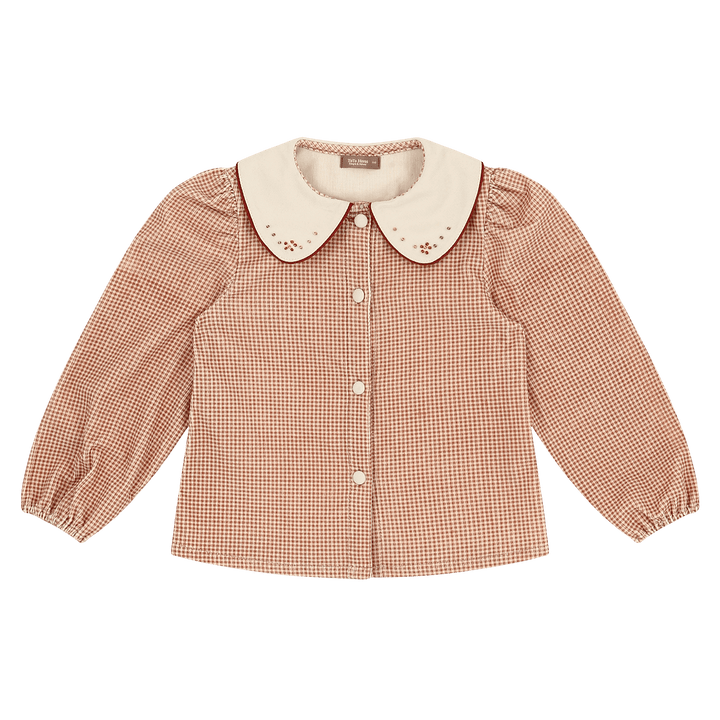 Beaded Collar Plaid Blouse-T-Shirt - Kids-ToTo Heros-ToTo Heros l Premium Children&#x27;s Clothing