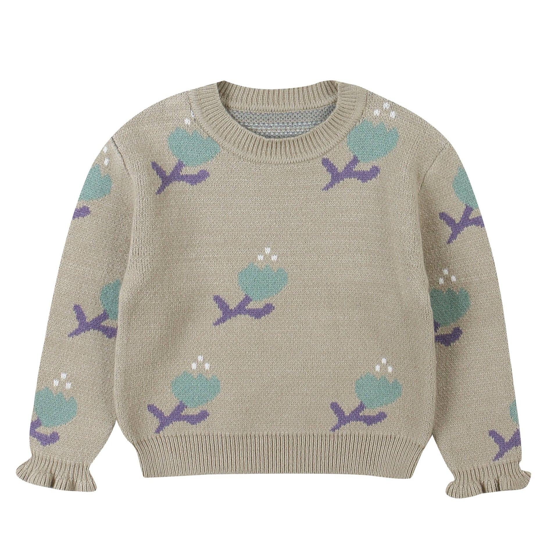Belita Floral Pattern Knit Sweater-Knit Sweater - Kids-ToTo Heros-ToTo Heros l Premium Children&#x27;s Clothing