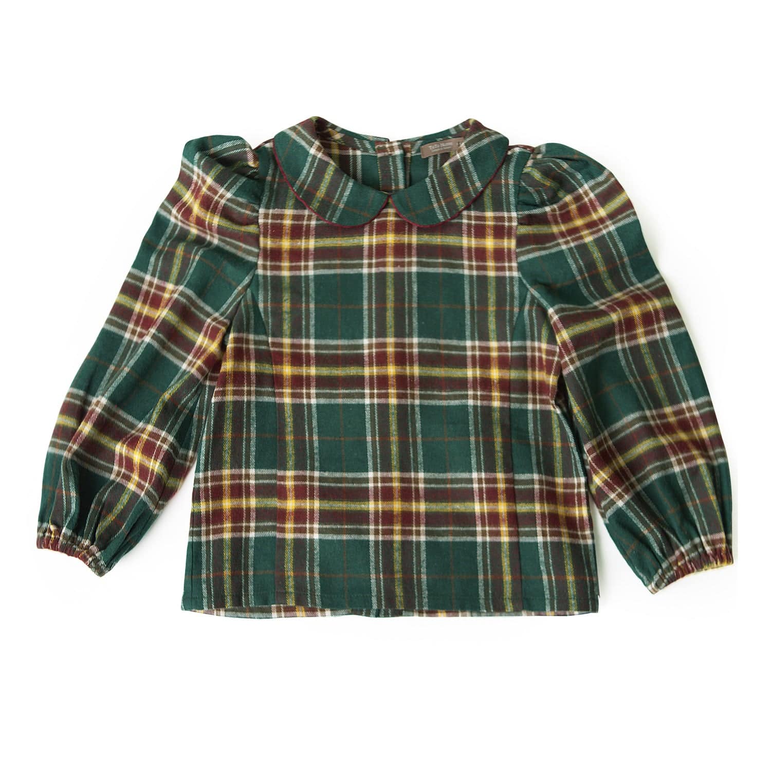 Bella Puff Shoulder Checkered Blouse-Button Down Shirt - Kids-ToTo Heros-ToTo Heros l Premium Children&#x27;s Clothing