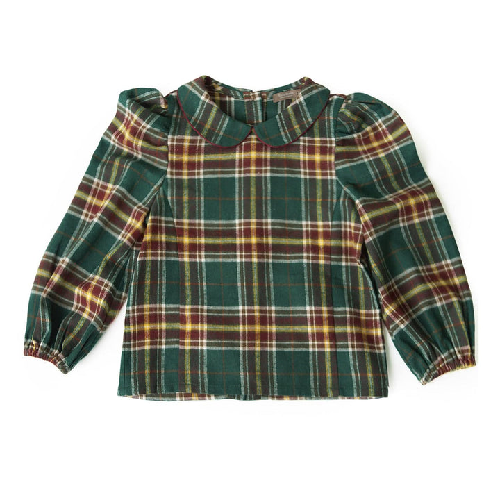 Bella Puff Shoulder Checkered Blouse-Button Down Shirt - Kids-ToTo Heros-ToTo Heros l Premium Children&#x27;s Clothing
