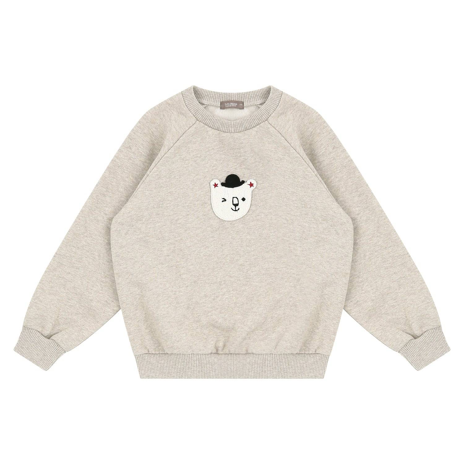 Polar Bear Patch Fleeced Sweatshirt - ToTo Heros l Premium Children's Clothing