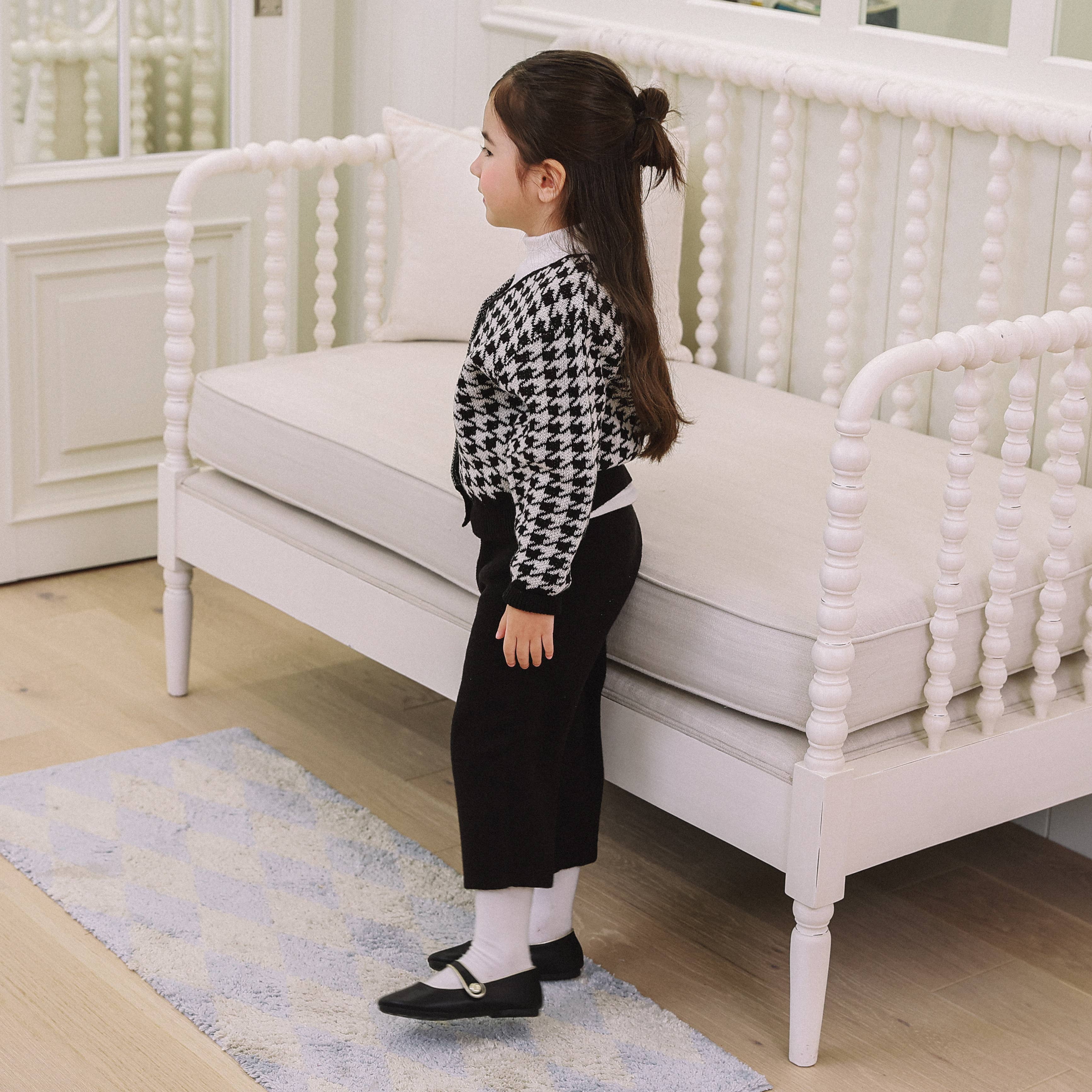 Brianna Houndstooth Wool Blend Knit Cardigan-Cardigan - Kids-ToTo Heros-ToTo Heros l Premium Children&#x27;s Clothing
