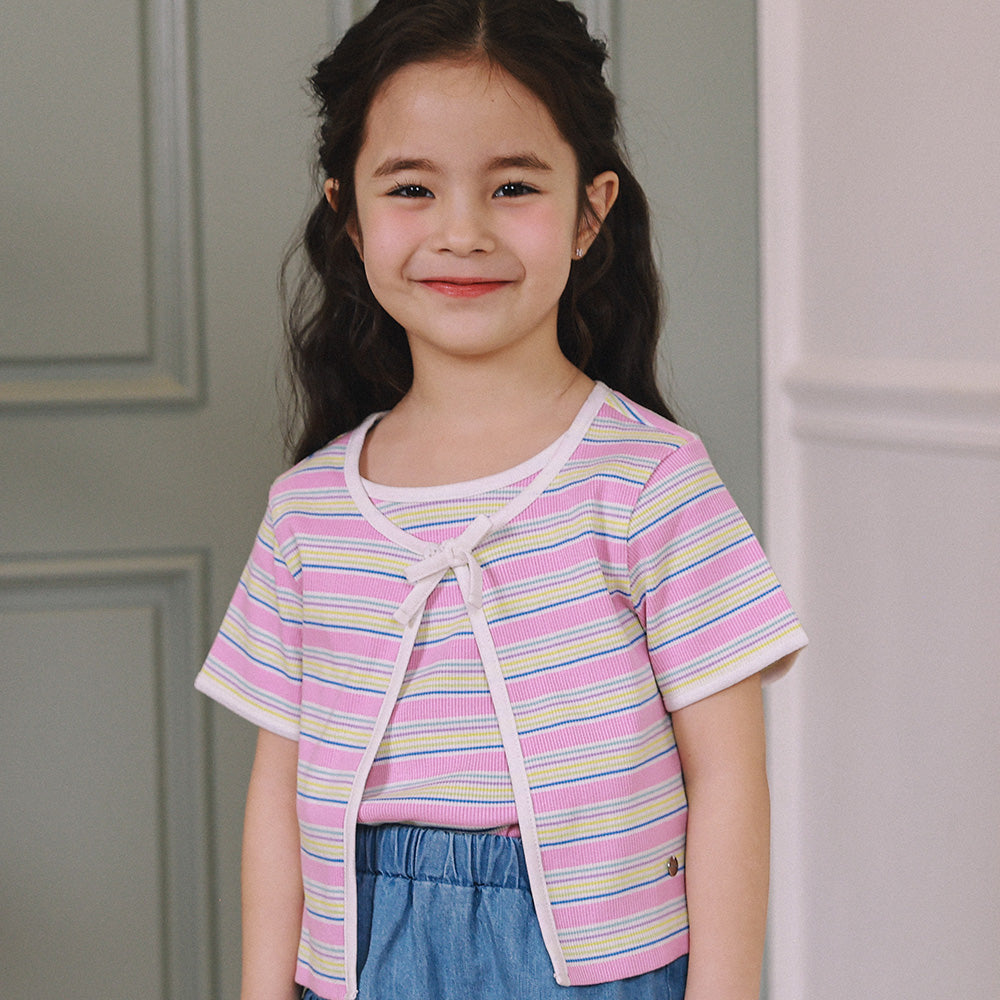 Candy Pop Ribbed Striped Tank Top & Cardigan Set-Cardigan - Kids-ToTo Heros-
