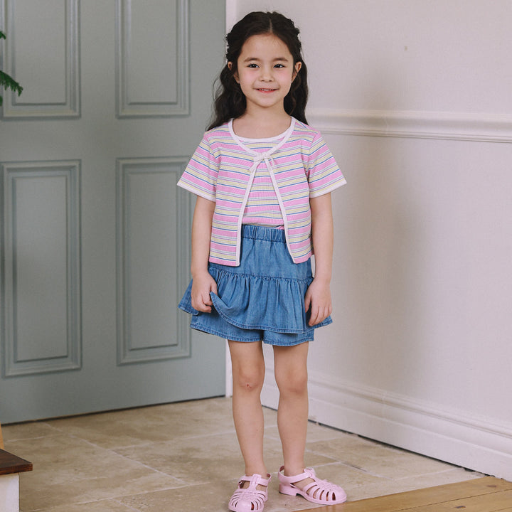 Candy Pop Ribbed Striped Tank Top & Cardigan Set-Cardigan - Kids-ToTo Heros-