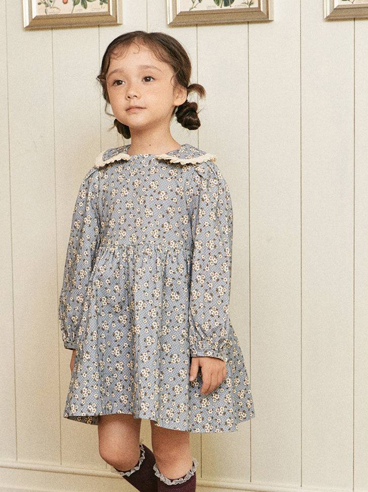 Celina Floral Print Corduroy Dress-Dress - Kids-ToTo Heros-ToTo Heros l Premium Children&#x27;s Clothing