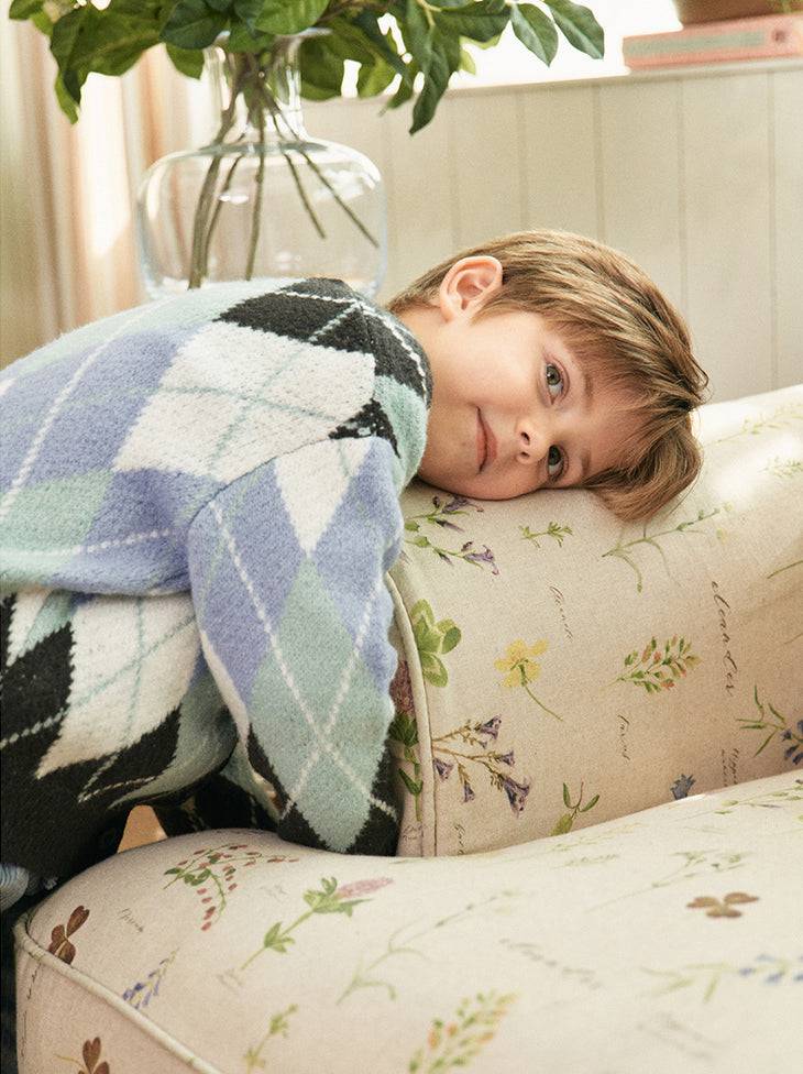 Coby Multi Color Argyle Pattern Knit Cardigan-Cardigan - Kids-ToTo Heros-ToTo Heros l Premium Children&#x27;s Clothing