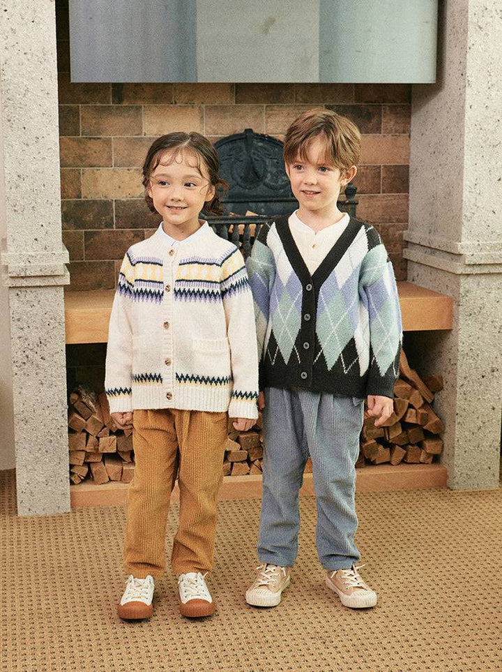 Coby Multi Color Argyle Pattern Knit Cardigan-Cardigan - Kids-ToTo Heros-ToTo Heros l Premium Children&#x27;s Clothing