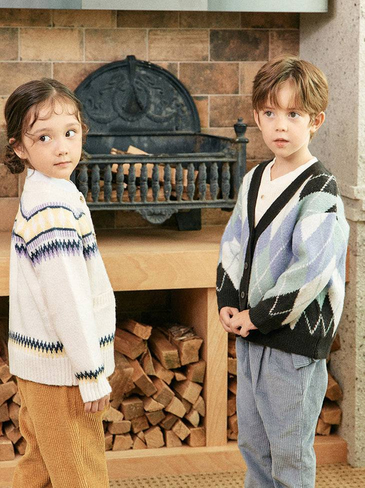 Coby Multi Color Argyle Pattern Knit Cardigan-Cardigan - Kids-ToTo Heros-ToTo Heros l Premium Children&#x27;s Clothing