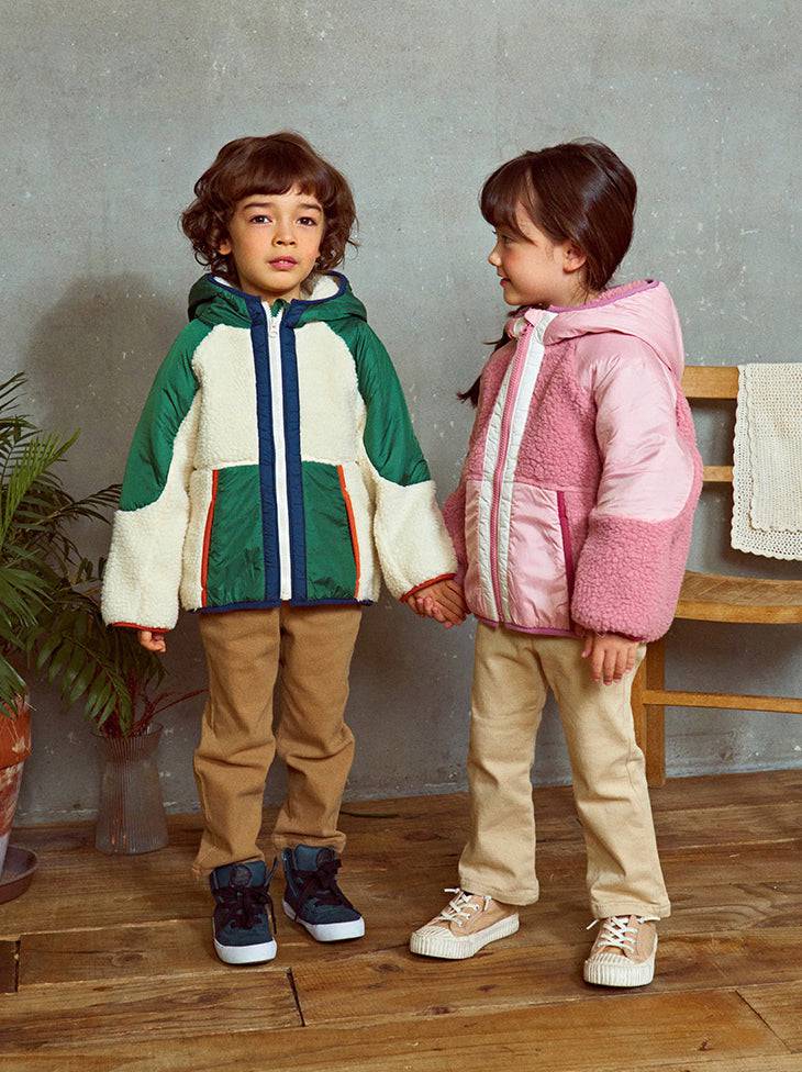 Color Contrast Fleece Hooded Jacket-Jacket - Kids-ToTo Heros-ToTo Heros l Premium Children&#x27;s Clothing