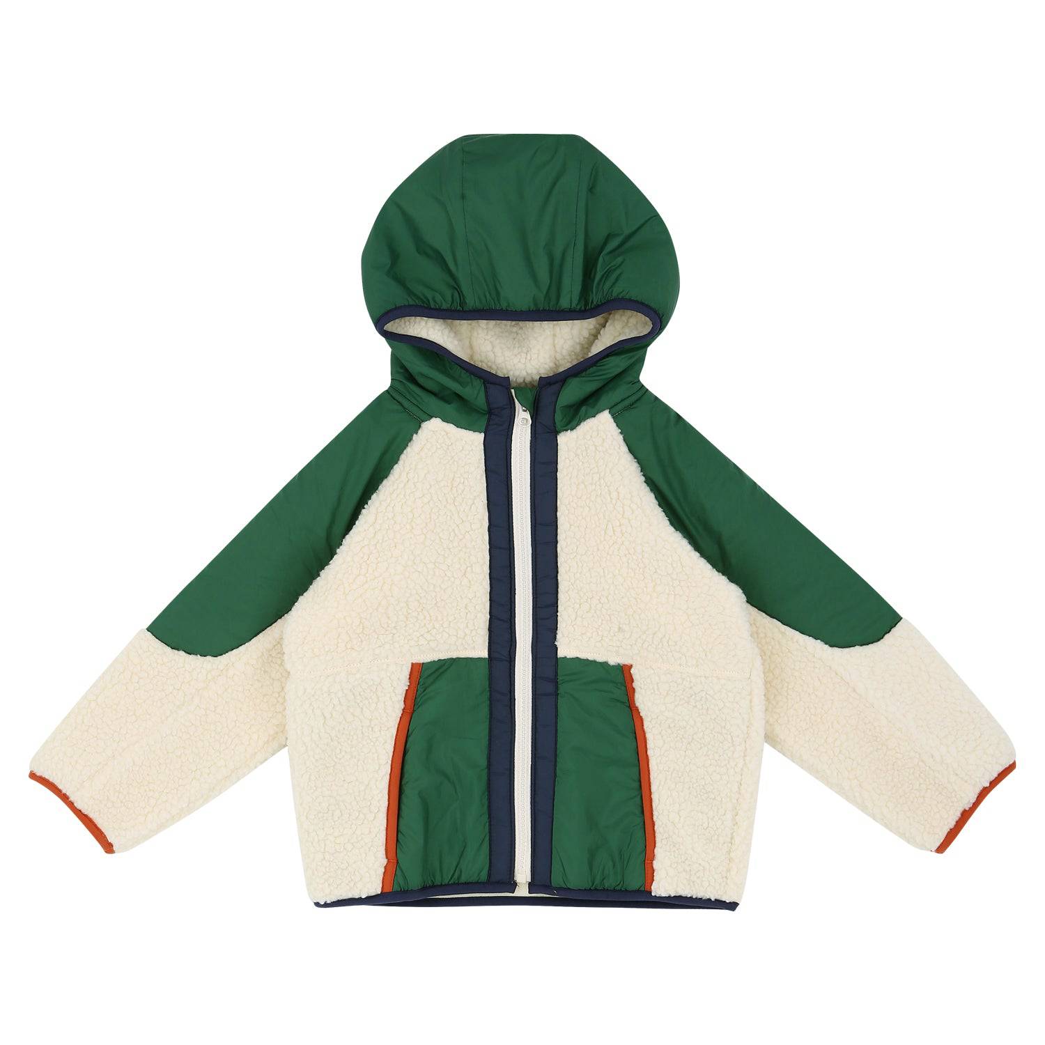 Color Contrast Fleece Hooded Jacket-Jacket - Kids-ToTo Heros-Ivory-XXS-ToTo Heros l Premium Children&#x27;s Clothing
