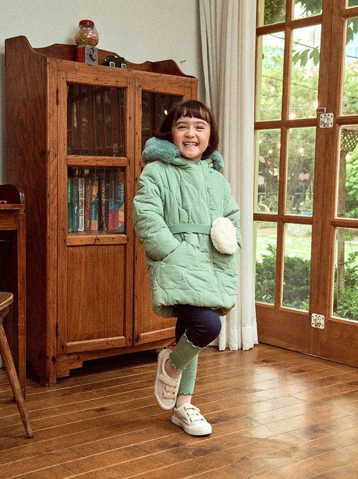 Corduroy Quilted Puffer Jacket with Belted Mini Bag-Puffer Jacket - Kids-ToTo Heros-ToTo Heros l Premium Children's Clothing
