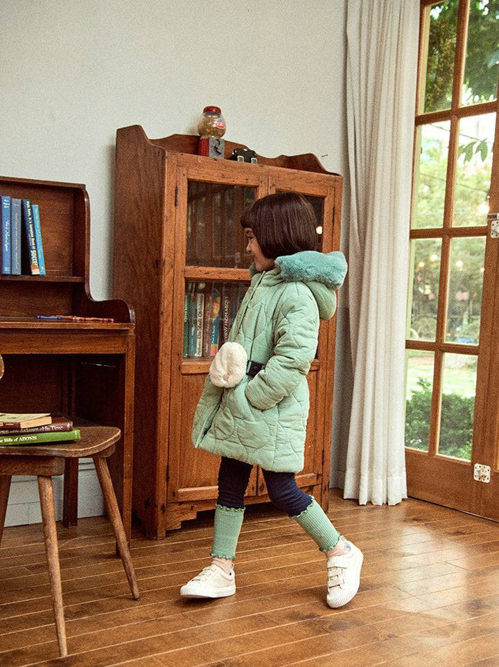 Corduroy Quilted Puffer Jacket with Belted Mini Bag-Puffer Jacket - Kids-ToTo Heros-ToTo Heros l Premium Children's Clothing