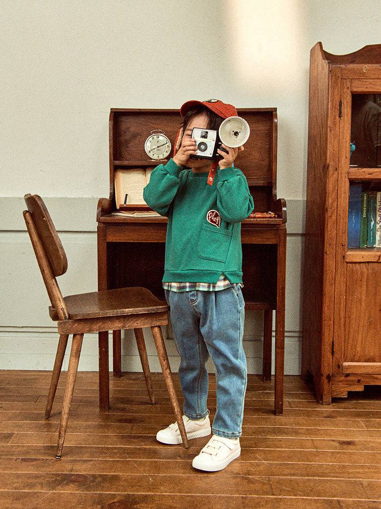 Cozy Fleeced Baggy Denim Pants-Pants - Kids-ToTo Heros-ToTo Heros l Premium Children&#x27;s Clothing