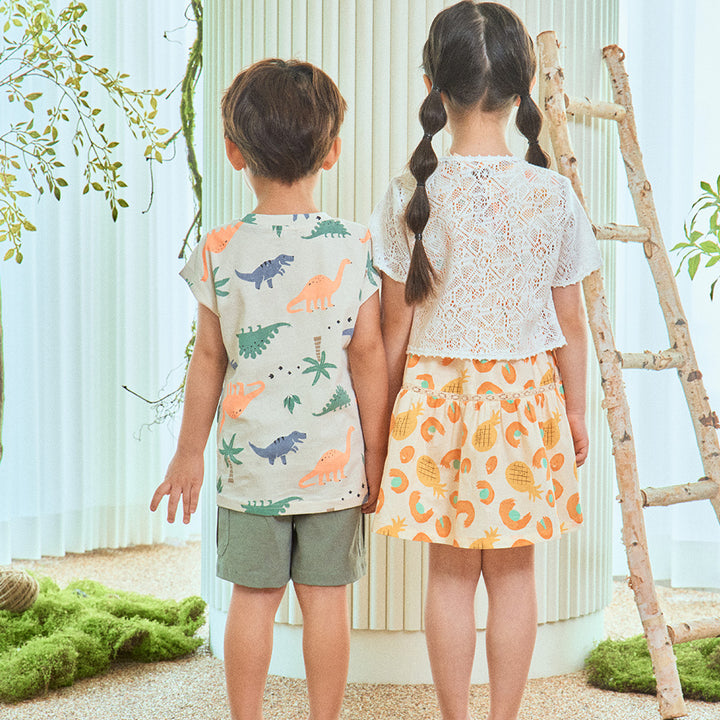 Dinosaur-Graphic Print Short Sleeve T-Shirt-T-Shirt - Kids-ToTo Heros-