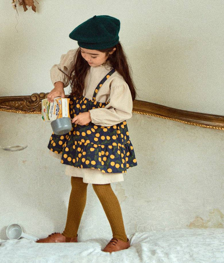 Dorothy Ruffled Neck Dress & Suspender Skirt Set - Beige-Dress - Kids-ToTo Heros-ToTo Heros l Premium Children&#x27;s Clothing
