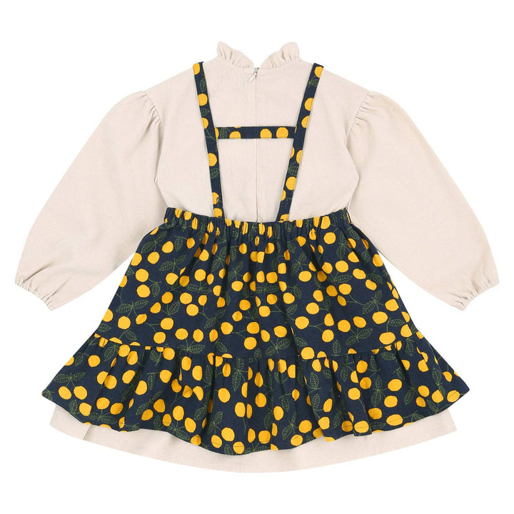 Dorothy Ruffled Neck Dress & Suspender Skirt Set - Beige-Dress - Kids-ToTo Heros-ToTo Heros l Premium Children&#x27;s Clothing