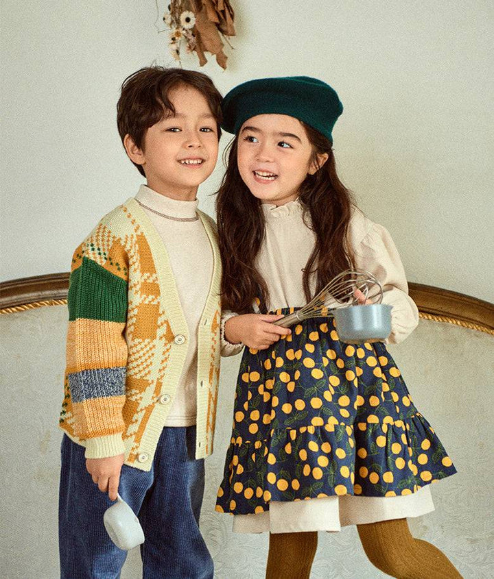 Dorothy Ruffled Neck Dress & Suspender Skirt Set - Beige-Dress - Kids-ToTo Heros-ToTo Heros l Premium Children&#x27;s Clothing