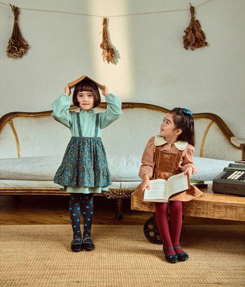 Dorothy Ruffled Neck Dress & Suspender Skirt Set - Mint-Dress - Kids-ToTo Heros-ToTo Heros l Premium Children&#x27;s Clothing