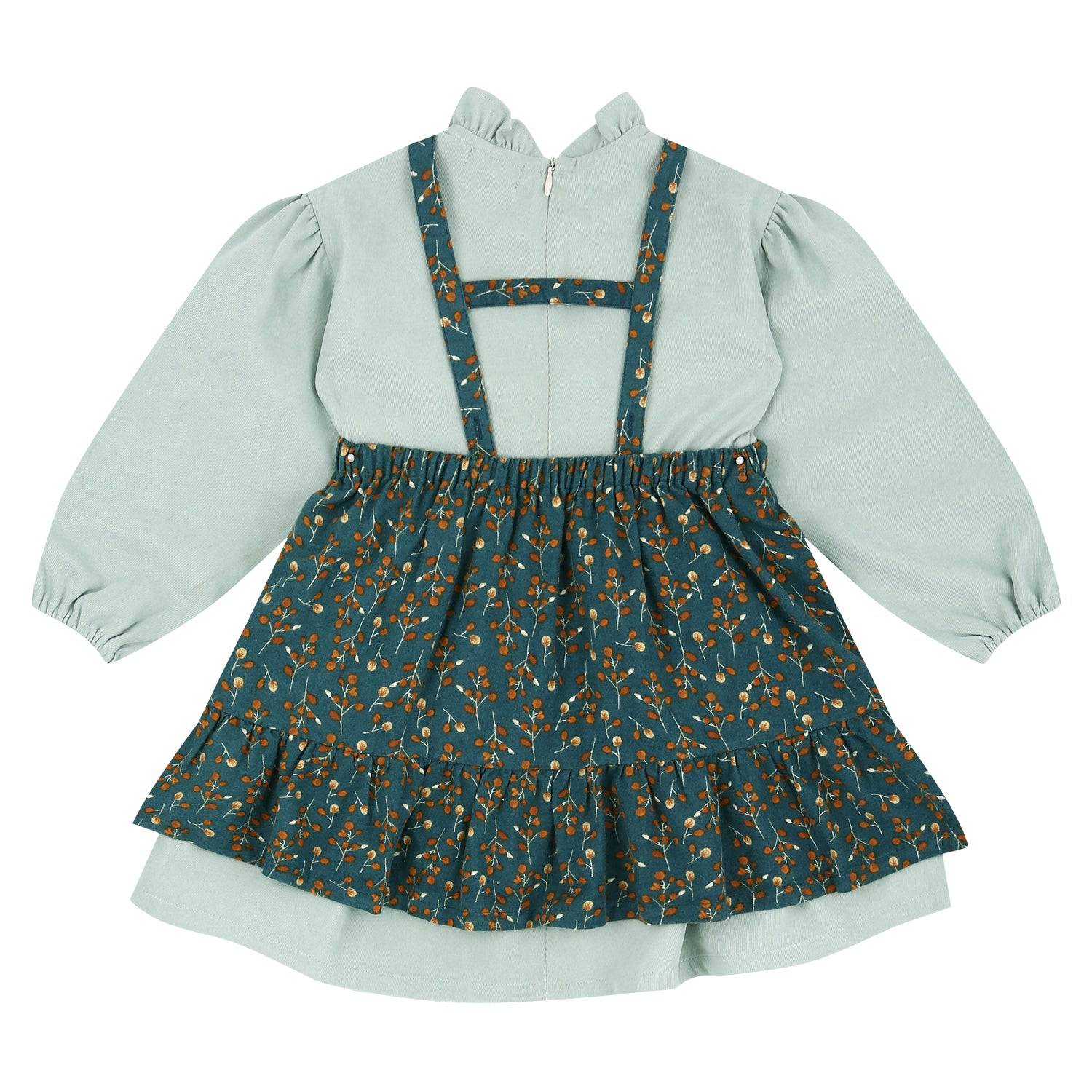 Dorothy Ruffled Neck Dress & Suspender Skirt Set - Mint-Dress - Kids-ToTo Heros-ToTo Heros l Premium Children&#x27;s Clothing