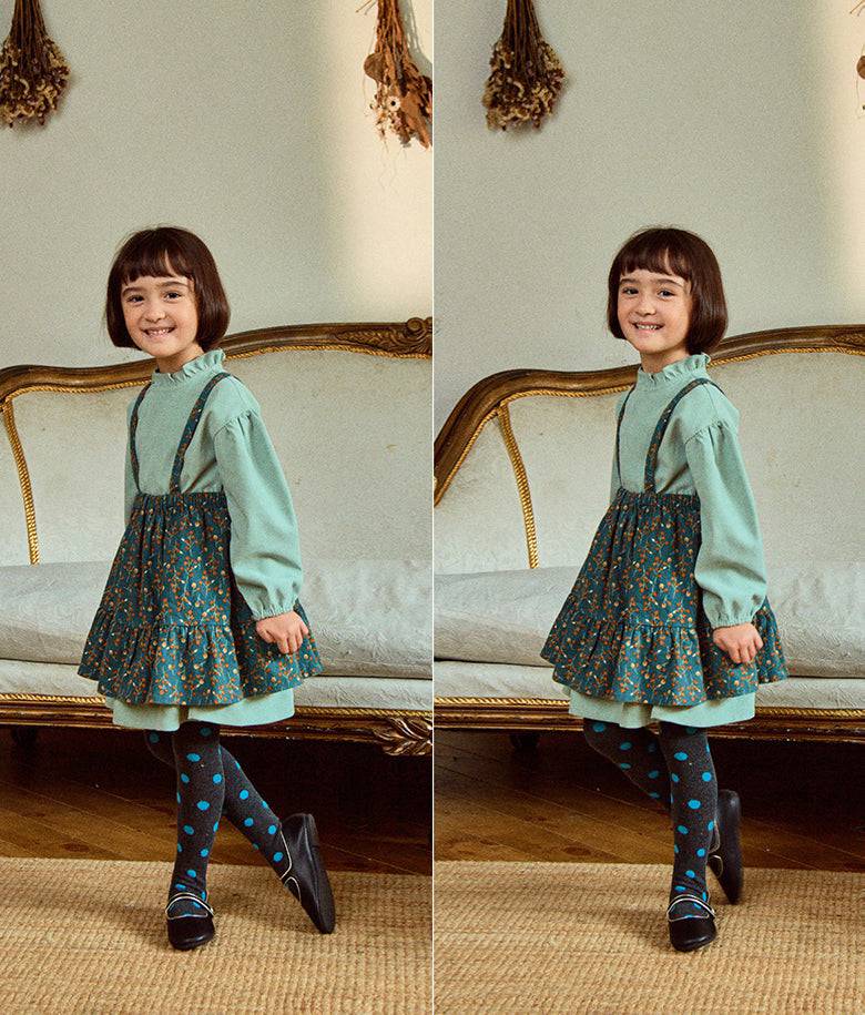 Dorothy Ruffled Neck Dress & Suspender Skirt Set - Mint-Dress - Kids-ToTo Heros-ToTo Heros l Premium Children&#x27;s Clothing