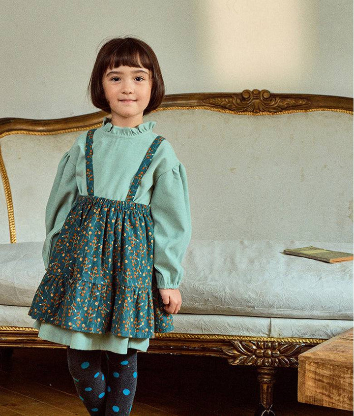 Dorothy Ruffled Neck Dress & Suspender Skirt Set - Mint-Dress - Kids-ToTo Heros-ToTo Heros l Premium Children&#x27;s Clothing
